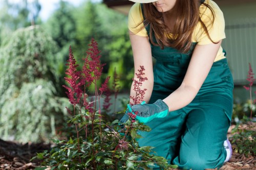 Seasonal planting and textured materials in a Canary Wharf outdoor space